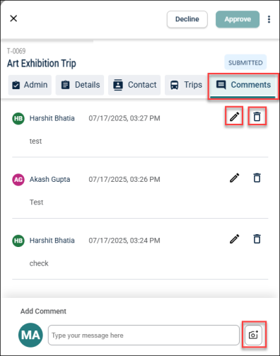 Comments tab